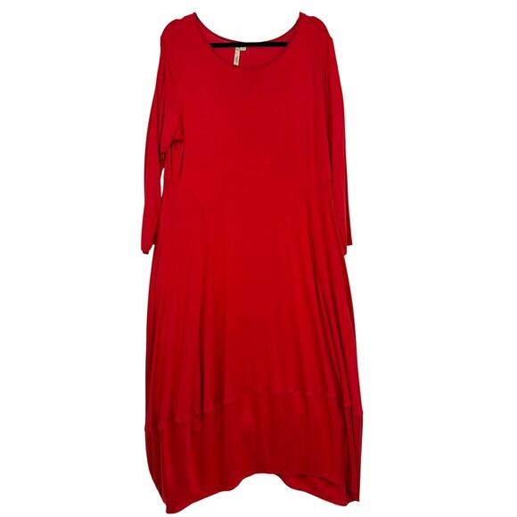 Comfy USA Dresses & Skirts - Comfy USA XL Red Round Neck Long Sleeve High-Low Balloon Maxi Dress USA